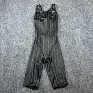 TYR Women's Size 36 Black/Grey Aeroback Short John Swimsuit Made in USA